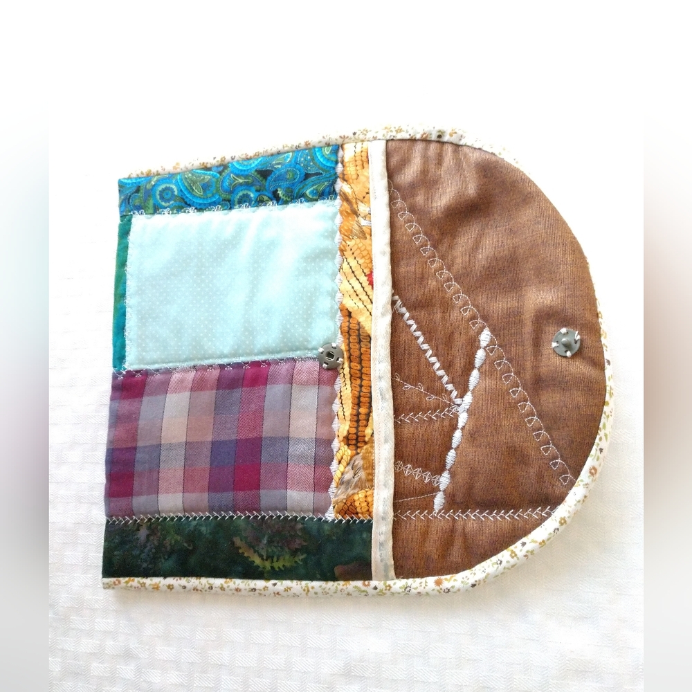 Adorable Vintage Patchwork Clutch Bag Pouch Homemade Handmade Colorful - Picture 6 of 14